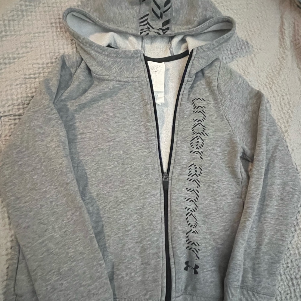 Girls M Under Armour Gray Jacket Hoodie